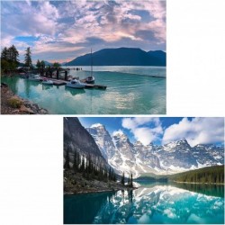 Jigsaw Puzzles 1000 Pieces for Adults - Moraine Lake & an Evening in Vancouver - Large 27" x 20" Puzzles for Adults and Kids ...