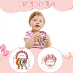 2Pcs Silicone Teething Toys for Babies Pink Baby Wrist Teething Toys Infants Soft Teether Toys Toddlers Key Paw Design Toys B...