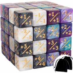 48 Pieces MTG Dice Counters Buff Token Dice Loyalty Dice Starry Marble D6 Dice Cube Compatible with Magic The Gathering CCG C...