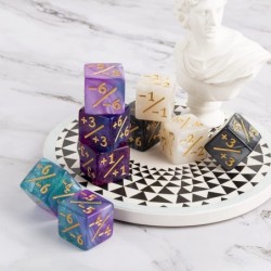 48 Pieces MTG Dice Counters Buff Token Dice Loyalty Dice Starry Marble D6 Dice Cube Compatible with Magic The Gathering CCG C...