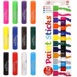 Washable Tempera Paint Sticks 12 Pack Classic Colors Twistable Crayon Paint Sticks Mess Free & Quick Drying Non- Toxic Paint ...