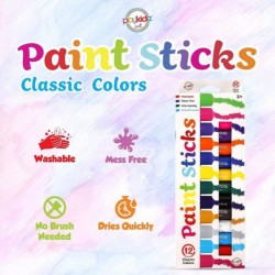 Washable Tempera Paint Sticks 12 Pack Classic Colors Twistable Crayon Paint Sticks Mess Free & Quick Drying Non- Toxic Paint ...