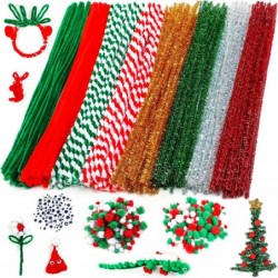 Christmas Pipe Cleaners 700 Pcs Christmas Pipe Cleaners Craft Set Including 200 Pcs Pipe Cleaners 400 Pcs Pom Poms Balls 100P...