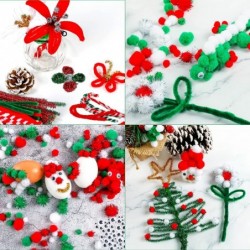 Christmas Pipe Cleaners 700 Pcs Christmas Pipe Cleaners Craft Set Including 200 Pcs Pipe Cleaners 400 Pcs Pom Poms Balls 100P...