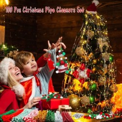 Christmas Pipe Cleaners 700 Pcs Christmas Pipe Cleaners Craft Set Including 200 Pcs Pipe Cleaners 400 Pcs Pom Poms Balls 100P...