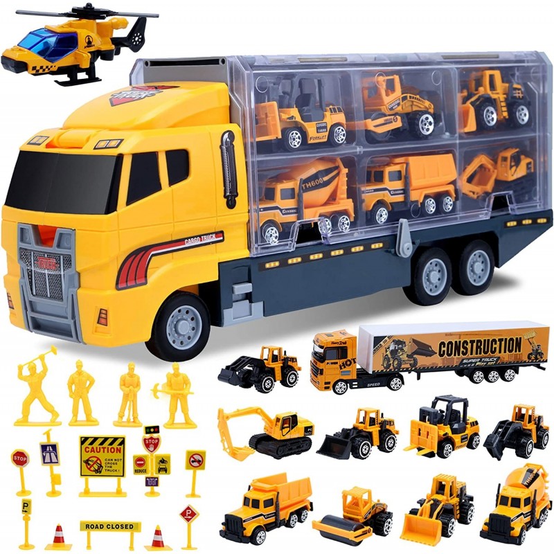 Toys for Boys 25 Pcs Engineering Die-cast Construction Car Toddler Toys for 3 Year Old Boys Vehicles Gifts Kids Toys for Age ...