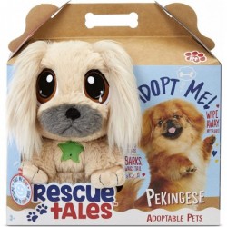 Rescue Tales Pekingese Adoptable Pet Interactive Plush Toy Dog Stuffed Animal Wags Tail Puppy Sounds Collar Doghouse Playset-...