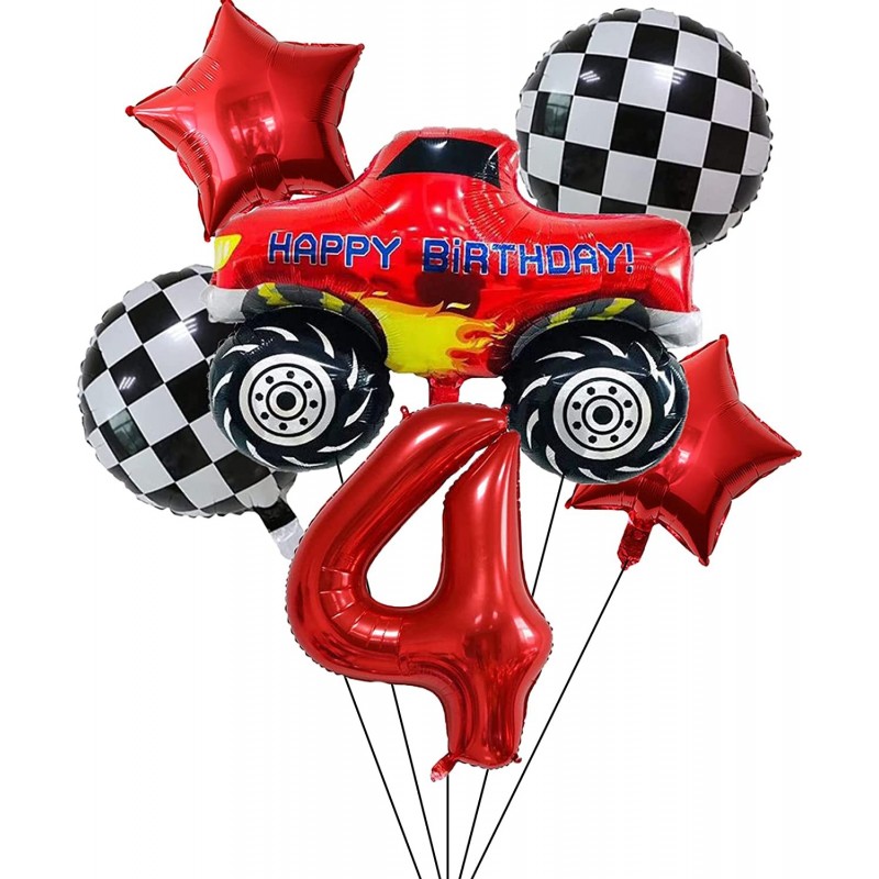 6PCS Monster Truck Foil Balloons for Kids 4th Birthday Baby Shower Car Theme Party Decorations (Monster Truck 4th Birthday) $...