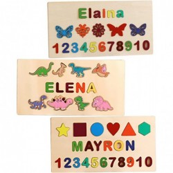 Wooden Personalized Name Puzzle - Toddler Early Learning Educational Wooden Toys Custom Name & Number Pegged Puzzles for Kids...