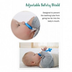 Teething Tube with Choke Proof Safety Shield Baby Hollow Teether Sensory Toys Food-Grade Silicone for Infant 3-12 Months Boys...