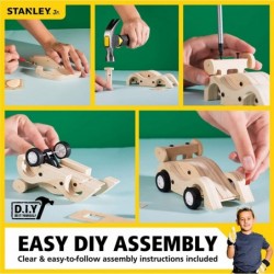 Stanley Jr DIY Pull Back Sports Car Building Kit for Kids JK030-SY: Children’s Boy Girl Wood Racer Beginning Woodworking Set ...