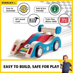 Stanley Jr DIY Pull Back Sports Car Building Kit for Kids JK030-SY: Children’s Boy Girl Wood Racer Beginning Woodworking Set ...