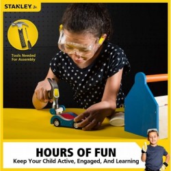 Stanley Jr DIY Pull Back Sports Car Building Kit for Kids JK030-SY: Children’s Boy Girl Wood Racer Beginning Woodworking Set ...