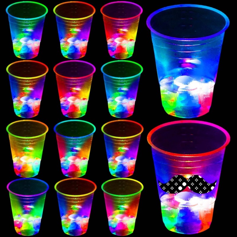 16oz Glowing Party Cups for Indoor Outdoor Party Event Fun Light Up Cups for Night Event Favor Decorations Supplies - Glow Cu...