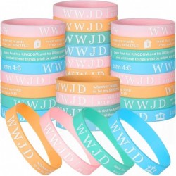 60 Pieces WWJD Bracelet Rubber Silicone Wristband Colorful What Would Jesus Do Bracelets Religious Silicone Bracelets Bible C...