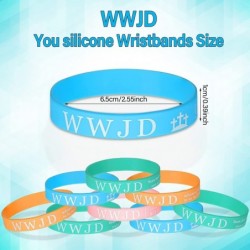 60 Pieces WWJD Bracelet Rubber Silicone Wristband Colorful What Would Jesus Do Bracelets Religious Silicone Bracelets Bible C...