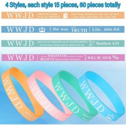 60 Pieces WWJD Bracelet Rubber Silicone Wristband Colorful What Would Jesus Do Bracelets Religious Silicone Bracelets Bible C...