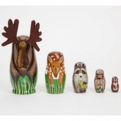 - "Woody and Friends American Woodland Creatures Nesting Dolls - Hand Painted Wooden Nesting Dolls Matryoshka Animal Figurine...