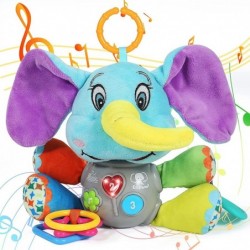 Multifunctional Luminous Plush Elephant Baby Music Toy with 12 Songs and Various Sounds of Nature Equipped with Suspension as...