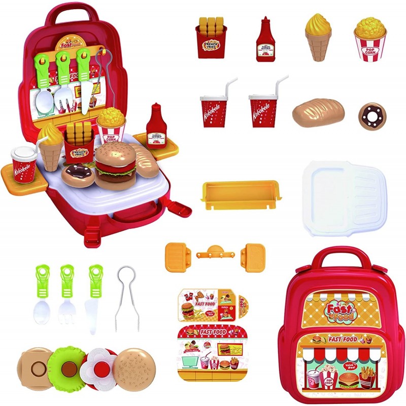 29 Pieces Kids Pretend Play Kitchen Toy Kit with Burger Shop Accessories Kitchen Toys for Kids Ages 3-5 $16.26 Toy Kitchen Pr...