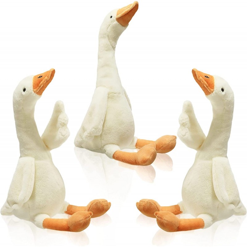 3 Pieces 15.7'' Swan Stuffed Animal Goose Plush Stuffed Animal Toy White Fluffy Cute Goose Stuffed Animal Funny Duck Plush Sw...