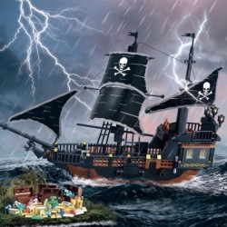 Pirate Ship Sets Pirate Brick Toy Set Boys and Girls Ages 10 and Up 652 Pieces $66.18 Play Figure Playsets