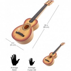 Toy Guitar 6 Metal String Acoustic Kids 26” Ukulele With Guitar Pick Rock Star Toy Musical Instrument Vibrant Sound And Brown...