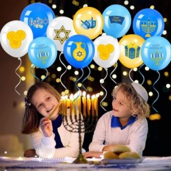 45 Pieces Hanukkah Party Balloons 12 Inch Menorah Dreidel Balloons Chanukah Toy Happy Hanukkah Latex Balloons for Hanukkah Pa...