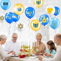 45 Pieces Hanukkah Party Balloons 12 Inch Menorah Dreidel Balloons Chanukah Toy Happy Hanukkah Latex Balloons for Hanukkah Pa...