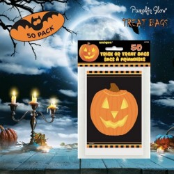 100 Total Count Halloween Trick or Treat Bags Bundle | 2 Packs of 50 Count Bags | Jack-O-Lantern and Black Cat 4" x 6" | Kids...