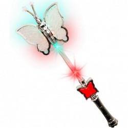 Multi-Color Spinning Butterfly Baton with LED Handle | 16” Light Up Butterfly Wand for kids | Fun Pretend Play Prop | Batteri...