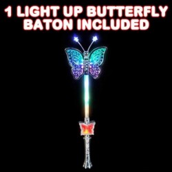 Multi-Color Spinning Butterfly Baton with LED Handle | 16” Light Up Butterfly Wand for kids | Fun Pretend Play Prop | Batteri...