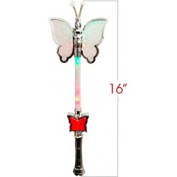 Multi-Color Spinning Butterfly Baton with LED Handle | 16” Light Up Butterfly Wand for kids | Fun Pretend Play Prop | Batteri...