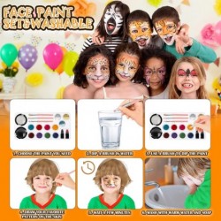 Carnival Face Paint Kids Makeup Kit 29 Pcs Painting Kit Including Halloween Pumpkin Sponges Color Block Lipstick Glitters Tat...