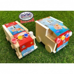 Design & Paint Your Own Wooden Train & Truck Banks (Each Includes 4 Paints & 1 Brush) Gift Set Bundle - 2 Pack $34.02 Craft Kits