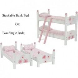 18 Inch Doll Clothes Furniture and Accessories - Floral 18-in Doll Bunkbed Bunk Bed Including Quilted 18" Doll Bedding and La...