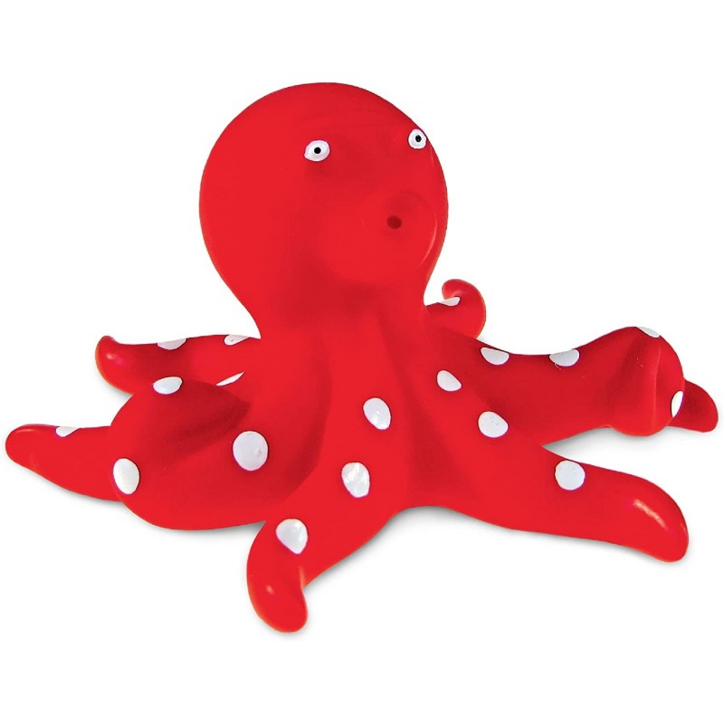 DolliBu Octopus Bath Buddy Squirter - Floating Red Octopus Rubber Bath Toy Fun Water Squirting Bathtime Play for Toddlers Cut...