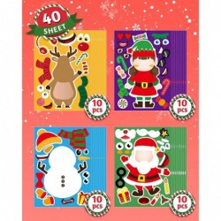 40 Sheets Christmas Stickers for Kids Craft DIY Christmas Santa Snowman Reindeer Elf Face Stickers Make Your Own Christmas St...