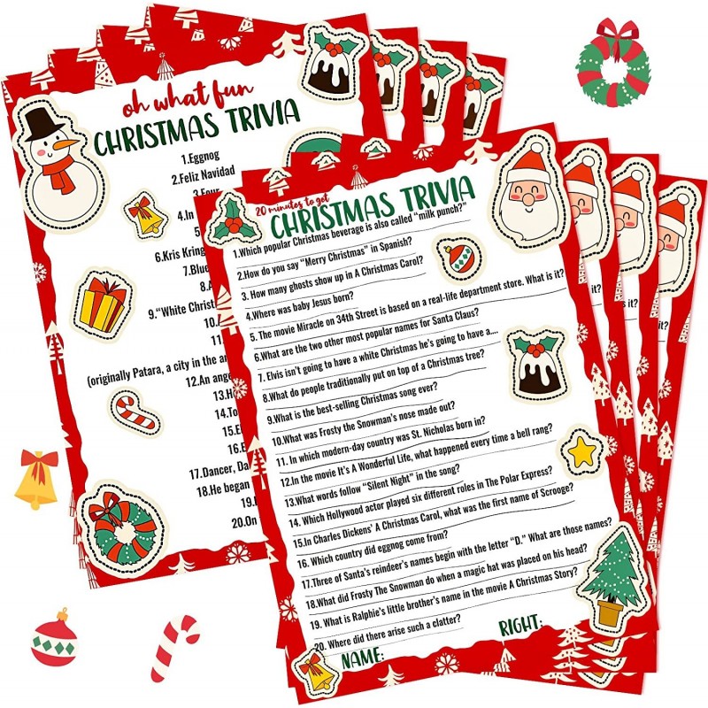 80 Pieces Christmas Trivia Games Question and Answer Cards Trivia Games for Family Christmas Vacation Game Guessing Activity ...