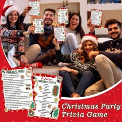 80 Pieces Christmas Trivia Games Question and Answer Cards Trivia Games for Family Christmas Vacation Game Guessing Activity ...