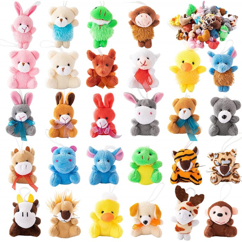 28 Pack Mini Animals Plush Toy Stuffed Animals Set Cute Small Animals Plush Keychain Decoration for Themed Parties Kindergart...