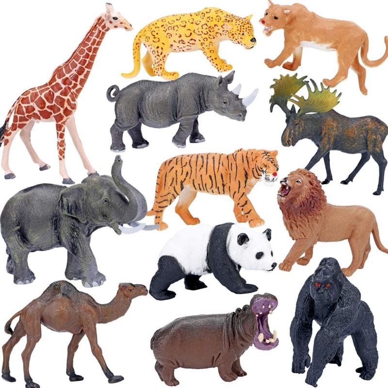 Safari Animals Figures Toys Realistic Jumbo Wild Zoo Animals Figurines Large Plastic African Jungle Animals Playset with Elep...