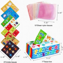 Tissue Toy for Baby Montessori Tissue Box Toys for Babies 6-12 Months Soft Crinkle Sensory Toy Dance Scarves Early Learning T...