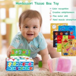 Tissue Toy for Baby Montessori Tissue Box Toys for Babies 6-12 Months Soft Crinkle Sensory Toy Dance Scarves Early Learning T...