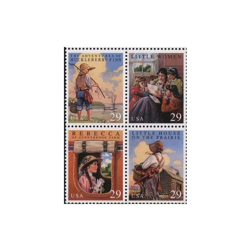 Childrens Classic Novels Block of Four 29 Cent Stamps Scott 2788a $14.77 Collectible Postage Stamps