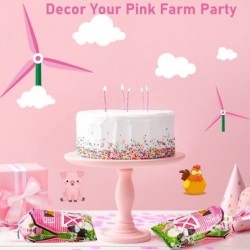 100 Pcs Pink Farm Animals Party Cellophane Treat Bags Farmhouse Plastic Goodie Candy Favor Bags Treat Bags with 100 Twist Tie...