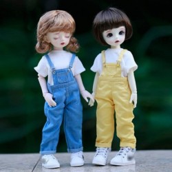 Blyth BJD Clothes 30cm 1/6 BJD SD YOSD Doll Clothes Fashion Denim Overalls Pants and Short Sleeve T-Shirt Set Doll Accessorie...