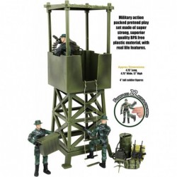 Military Lookout Watch Tower 16 Piece Play Set with Accessories. Green $33.59 Play Figure Playsets