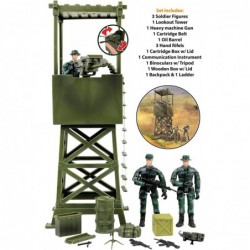 Military Lookout Watch Tower 16 Piece Play Set with Accessories. Green $33.59 Play Figure Playsets