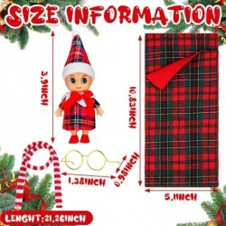 8 Pcs Christmas Elf Dolls Accessories Include Mini Elf Doll Elf Sleeping Bag Bathrobe Skirt Glasses Boots Red and White Strip...